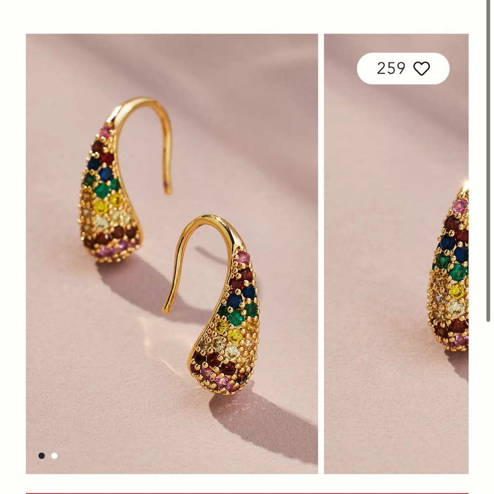 Anthropologie Pavé Mini Teardrop Earrings